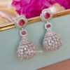 Anaira Zirconia Earrings for Saree - Pink