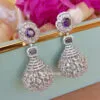 Anaira Zirconia Earrings for Saree - Purple