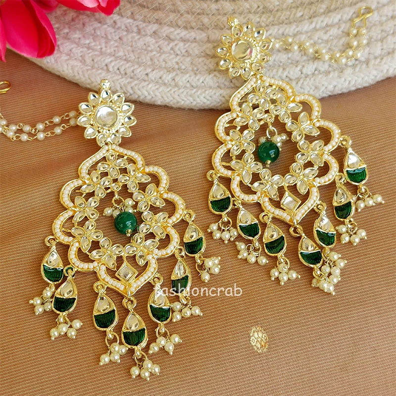 Ethnic Green Earrings for Ethnic Wear