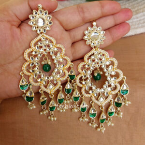 Ethnic Green Earrings for Ethnic Wear
