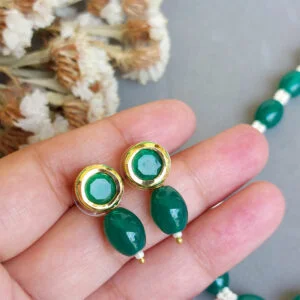 Green White Pearl Set with Earrings