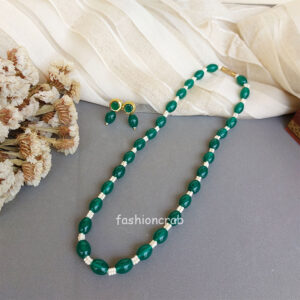 Green White Pearl Set with Earrings