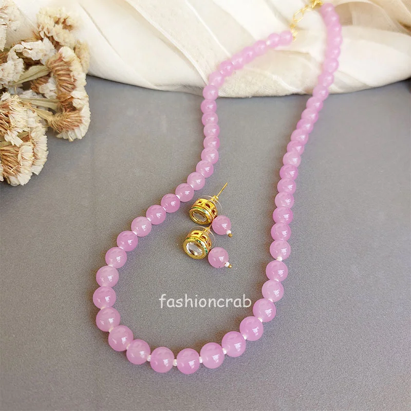 Lavender Pearl Mala for Saree