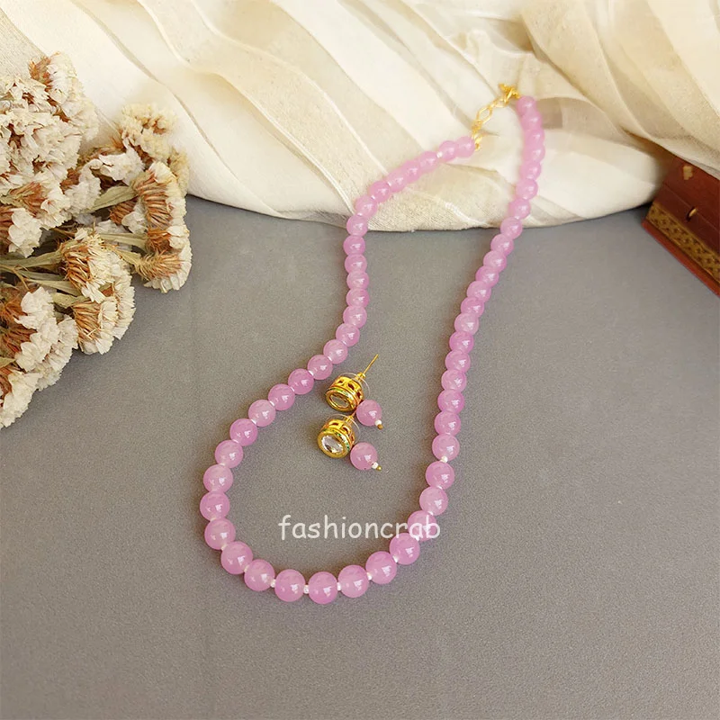 Lavender Pearl Mala for Saree