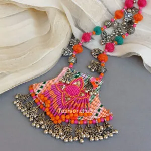Orange Pink Women Necklace for Garba