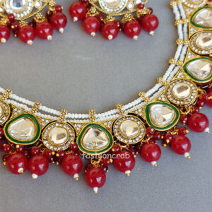 Sonam Kundan Jewellery Set - Maroon