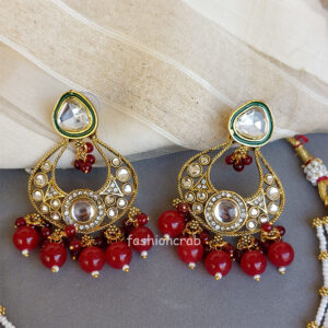 Sonam Kundan Jewellery Set - Maroon