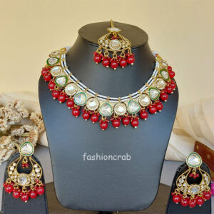 Sonam Kundan Jewellery Set - Maroon