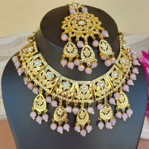 Baby Pink Color Jadau Jewellery Set