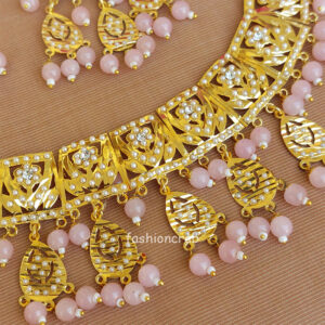Baby Pink Color Jadau Jewellery Set