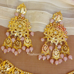 Baby Pink Color Jadau Jewellery Set