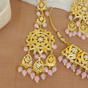 Baby Pink Color Jadau Jewellery Set