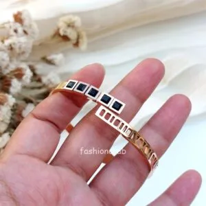 Black Stone Anti-Tarnish Bracelet - Rose Gold