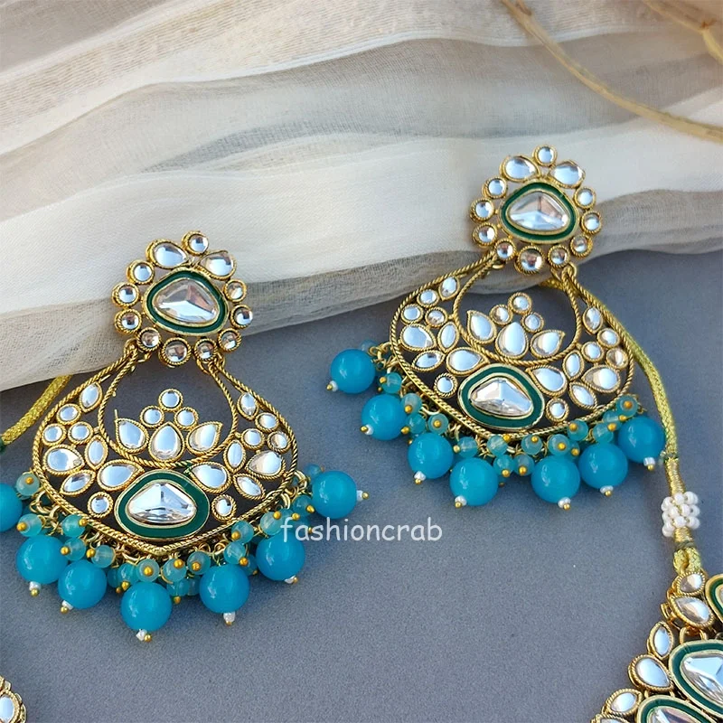 Blue Kundan Bridal Jewellery Set for Wedding
