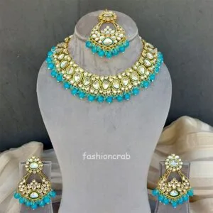Blue Kundan Bridal Jewellery Set for Wedding