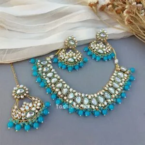 Blue Kundan Bridal Jewellery Set for Wedding
