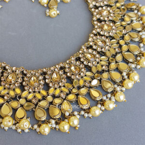 Champagne Mirror Necklace Set for Lehenga