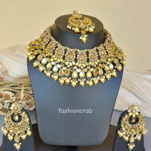 Champagne Mirror Necklace Set for Lehenga