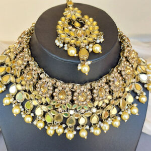 Champagne Mirror Necklace Set for Lehenga