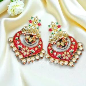 Dark Pink Meenakari Earrings