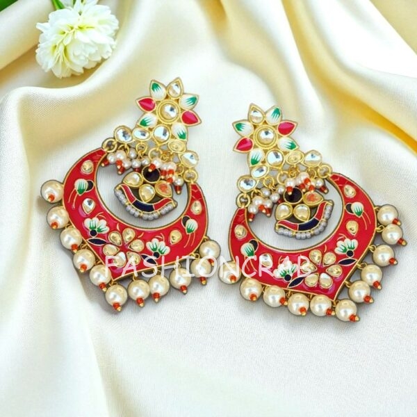 Dark Pink Meenakari Earrings