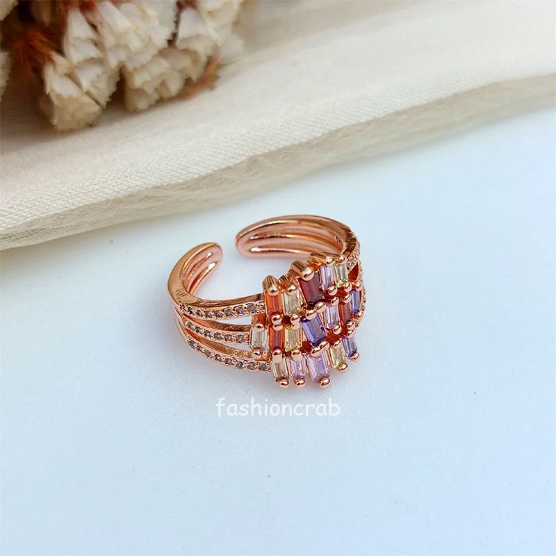 Lustrous Multicolor Anti Tarnish Ring - Rose Gold