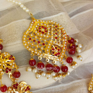 Maroon Color Jadau Jewellery for Wedding