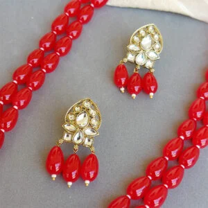 Maroon Pearl Set for Saree
