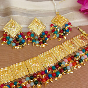 Multicolor Pipal Patti Jewellery Set