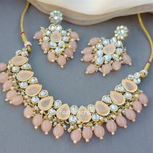 Peach Color Necklace Set for Wedding
