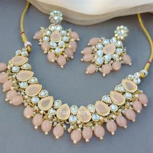 Peach Color Necklace Set for Wedding