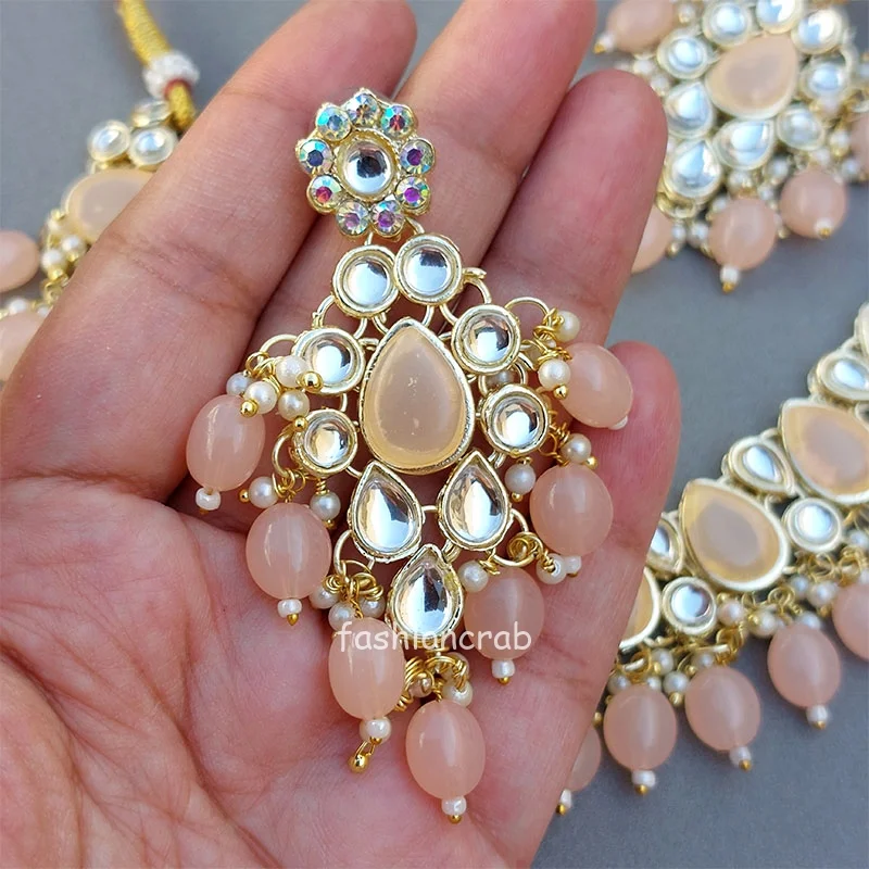 Peach Color Necklace Set for Wedding