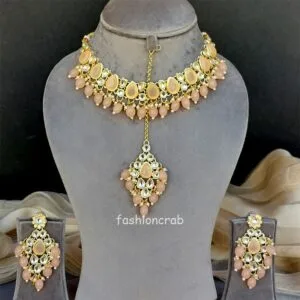 Peach Color Necklace Set for Wedding