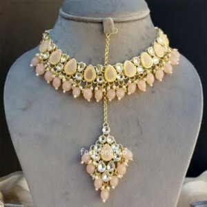 Peach Color Necklace Set for Wedding