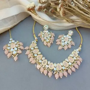 Peach Color Necklace Set for Wedding