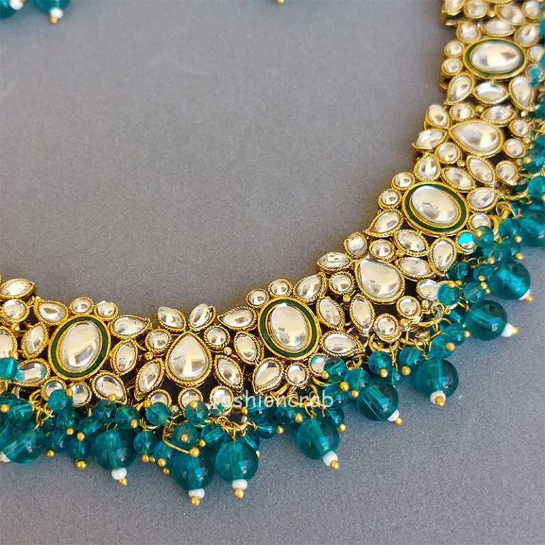 Peacock Green Colour Jewellery Set for Wedding