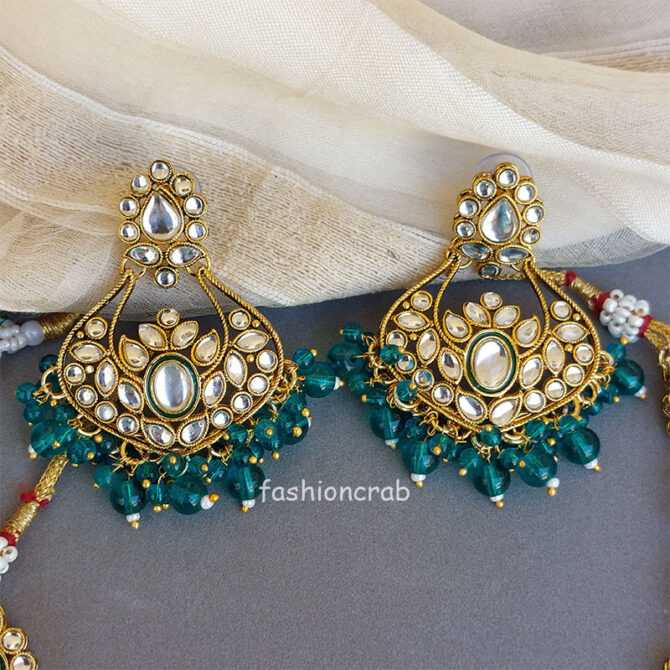 Peacock Green Colour Jewellery Set for Wedding