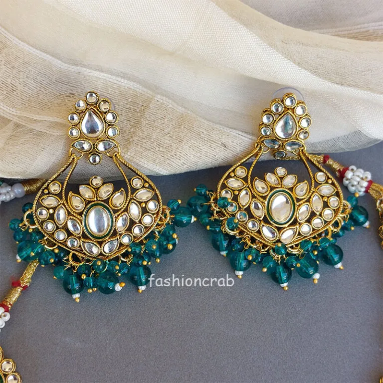 Peacock Green Colour Jewellery Set for Wedding