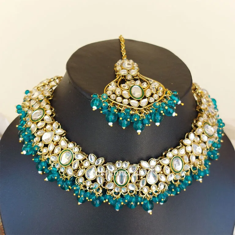 Peacock Green Colour Jewellery Set for Wedding
