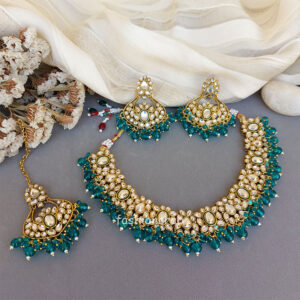 Peacock Green Colour Jewellery Set for Wedding
