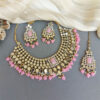 Pink Mirror Necklace Set for Lehenga