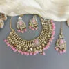 Pink Mirror Necklace Set for Lehenga