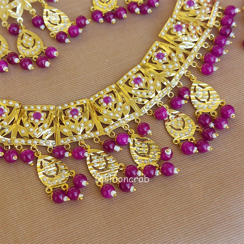 Purple Color Jadau Jewellery Set