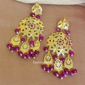 Purple Color Jadau Jewellery Set
