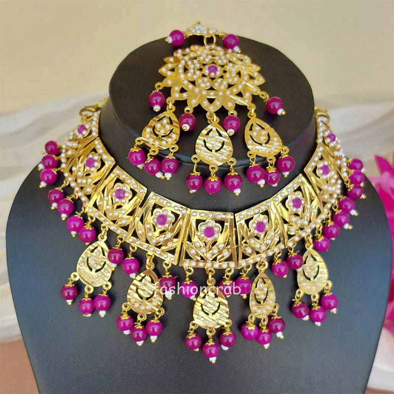 Purple Color Jadau Jewellery Set