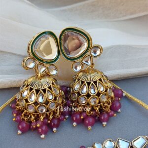 Purple Kundan Jewellery Set for Wedding
