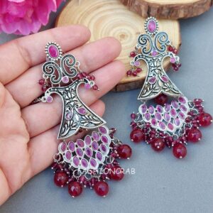 Saira Brass Earrings - Pink