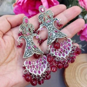 Saira Brass Earrings - Pink