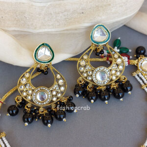 Sonam Kundan Jewellery Set - Black
