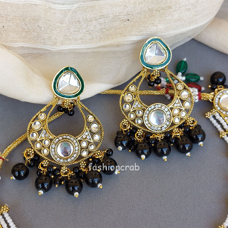 Sonam Kundan Jewellery Set - Black